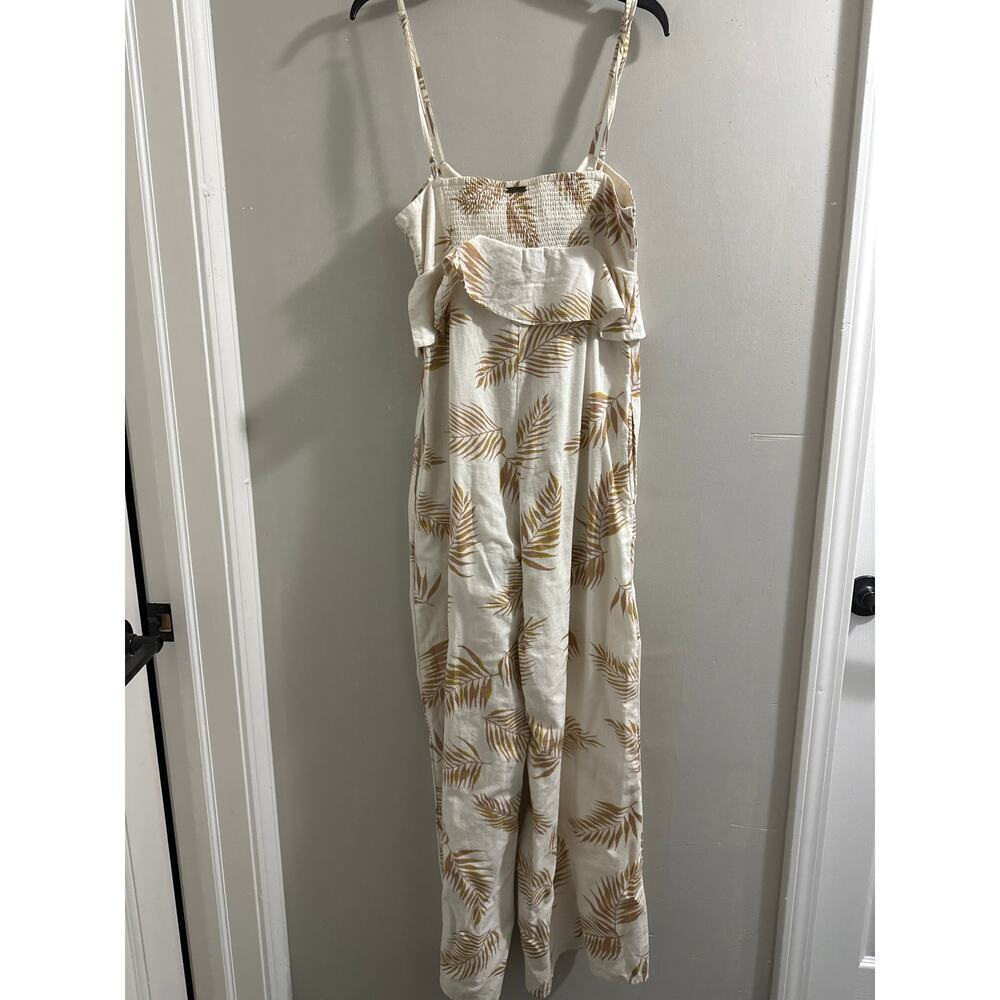 🔴Billabong x Sincerely Jules Twist Flirt White Palm Print Tie-Front Jumpsuit - Picture 8 of 10